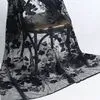 Width 132 Cm Black Milk Silk Embroidered Tulle Fabric Mesh 3 D Flowers Lace Fabric for Wedding Bridal Dress