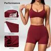 Women's off-Shoulder Sports Bra and High Waist Biker Shorts Set