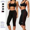 Stylish Women's Yoga Set with Red Stripes and High Waist Leggings