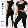 Stylish Square Neck Yoga Set with High Waist Leggings for Women
