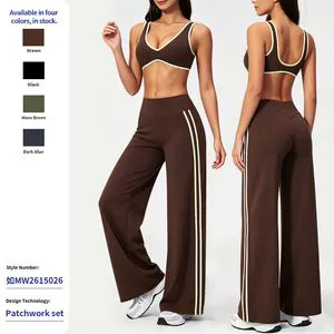 Stylish Ladies Two Piece Workout Set with Striped Pants
---procurement customization--(https://www.xinlangtextile.com/)