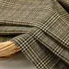 Plaid Brown Color Tweed Knit Cashmere 100 Wool Fabric for Skirt