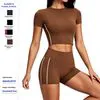 Custom Logo Women's Yoga Activewear Set with High Waist Shorts
