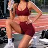 Women's Halter Neck Sports Bra and Biker Shorts Set
