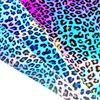 Holographic Leopard Pattern Print Design Artificial Reflective Fabric Animal Printed Finished Synthetic Leather for Decoration