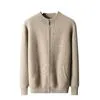 Custom 100% Cashmere Men's Zipper Knit Sweater Autumn Casual Collar Thick Wool Cardigan Men's Sweater