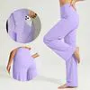 High Waist Flared Yoga Pants with Drawstring and Stretch