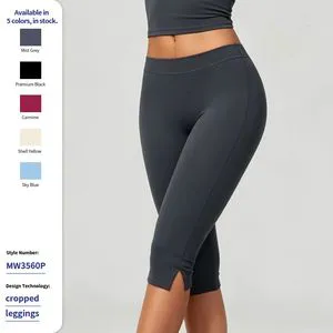 Women's High Waist Capri Leggings with Side Slit for Fitness
---procurement customization--(https://www.xinlangtextile.com/)