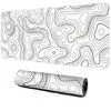Large Mousepad 31.5 X 11.8 in Black with White Topographic Line Mouse Pad for Keyboard and Mouse with Anti-Slip Rubber Base