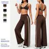Stylish Ladies Two Piece Workout Set with Striped Pants