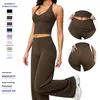 Stylish Women's Strapless Yoga Set with Flared Pants