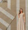 100% Poly Linen Look Yarn Dyed Striped Eco-Friendly Fabric Breathable Wrinkle Free Lightweight Woven Summer Shirts Dresses Girls