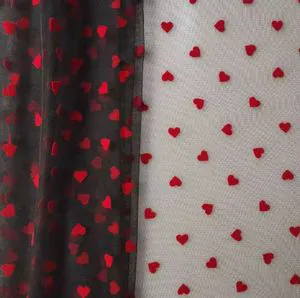 Premium Soft Tulle Heart Flocked Mesh Fabric for Dresses
---procurement customization--(https://www.xinlangtextile.com/)