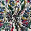 Eco-Friendly Bamboo Fiber Knit Fabric with Hand-Drawn City Print, Sustainable & Stretchy, No MOQ, Custom Design Available