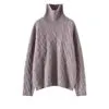Custom Cashmere Pullover Winter Casual Warm Knitted Solid Color Jumper Female High Collar Cashmere Rib Sweater