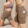 High Waist Yoga Biker Shorts for Women with Pockets