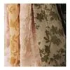 Fs632 Silk-Like Nylon Rayon Jacquard Gold Velvet Cut Flowers Fabric
