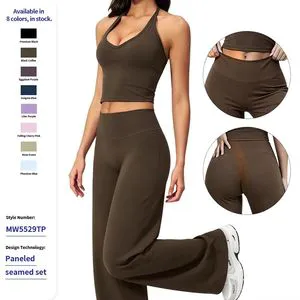 Stylish Women's Strapless Yoga Set with Flared Pants
---procurement customization--(https://www.xinlangtextile.com/)