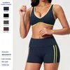 Stylish Women's V-Neck Sports Bra and Shorts Yoga Set