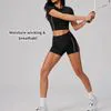 Women's Breathable Activewear Set: Crop Top & Biker Shorts
