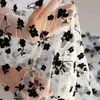3D Texture Black Flocked Rose Nylon Mesh Fabric for Womens Dress Tulle Lingerie Venue Decoration Elegant Retro Style PRO Max