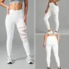 High Waist Mesh Yoga Leggings with Crossover Design and Pockets