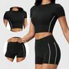 High Waist Biker Shorts and Crop Top Yoga Set for Women