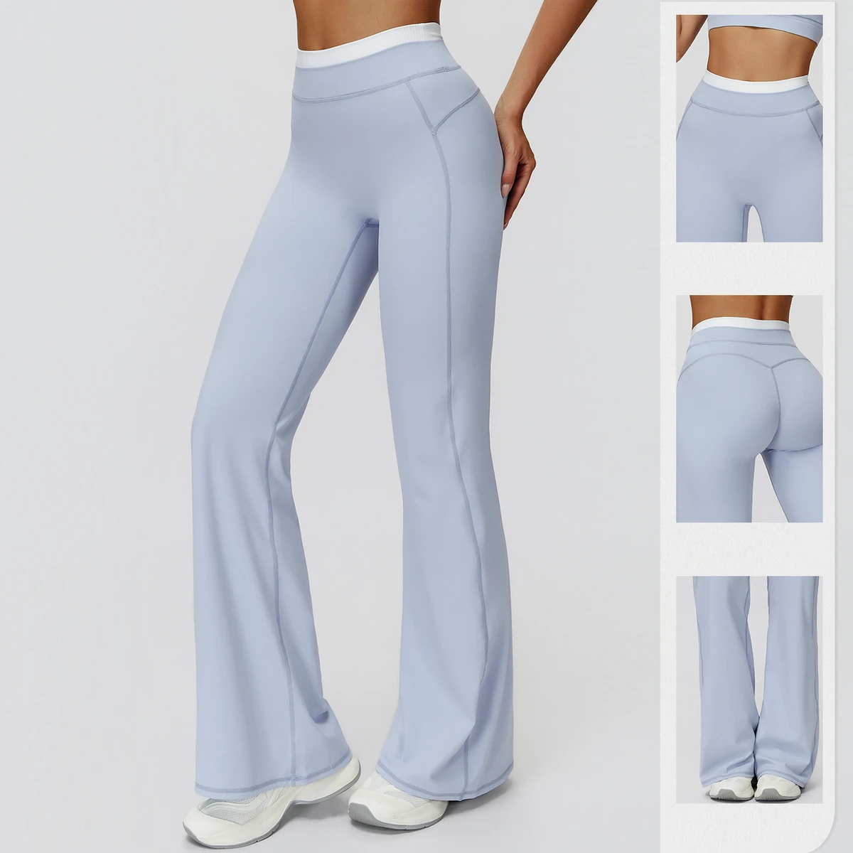Women's Yoga Flared Pants Loose-fitting Wide-leg Faux Two-Piece High-Waisted Casual Slightly Flared Sports Fitness Pants