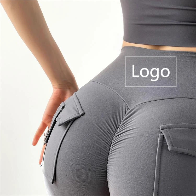 Custom logo XL Size Pocket Yoga Pants High Waist Scrunch Butt Shorts High Waist Women Biker Shorts