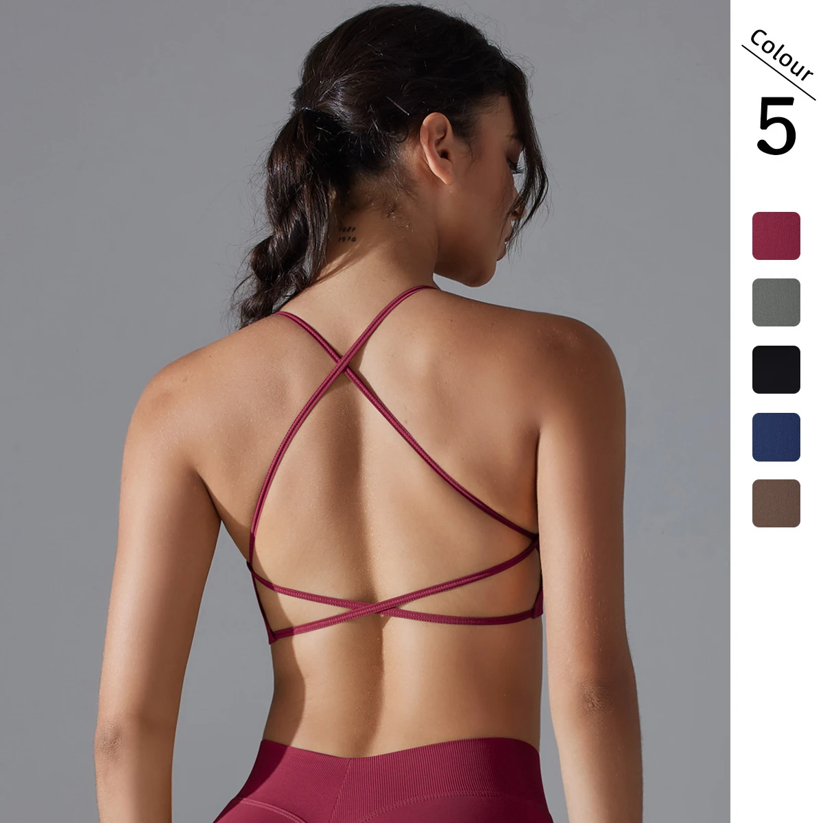 Women's Custom Logo Breathable Quick Dry Gym Straps Adjustable and Backless Yoga Sports Bra