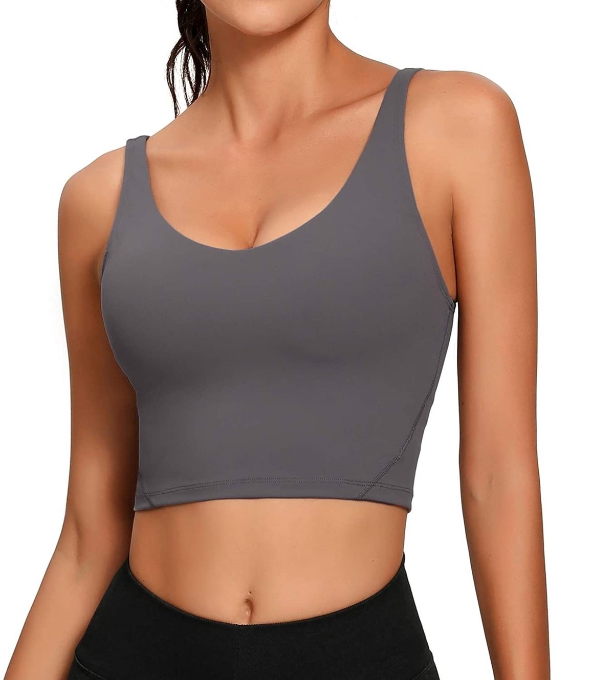 Factory Hot Selling Elastic Lightweight and Breathable Longline Nylon Sports Bra Padded Yoga Workout Running Tank Top Plus Size
