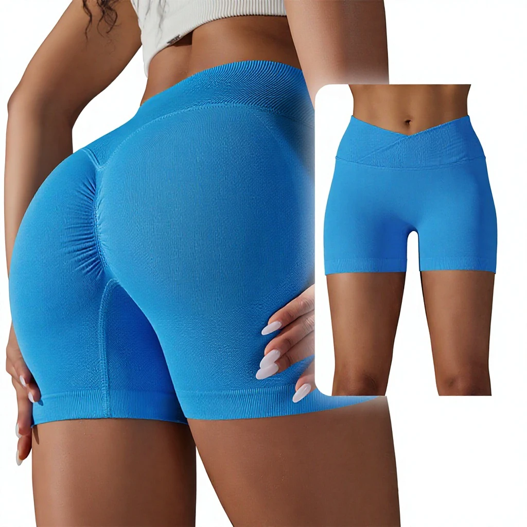 Cross-border High Elastic Seamless Quick Dry Yoga Shorts Skinny Fit Hip Tight Waist Peach Color Sporty 627