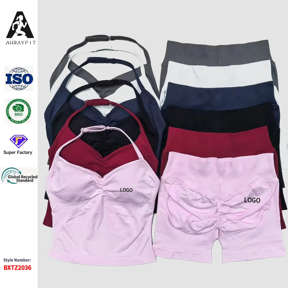 2 Pieces Yoga Set Women Backless Halter Tops High Waist Seamless Shorts Gym Suit Fitness Clothes Sportswear Workout Sets