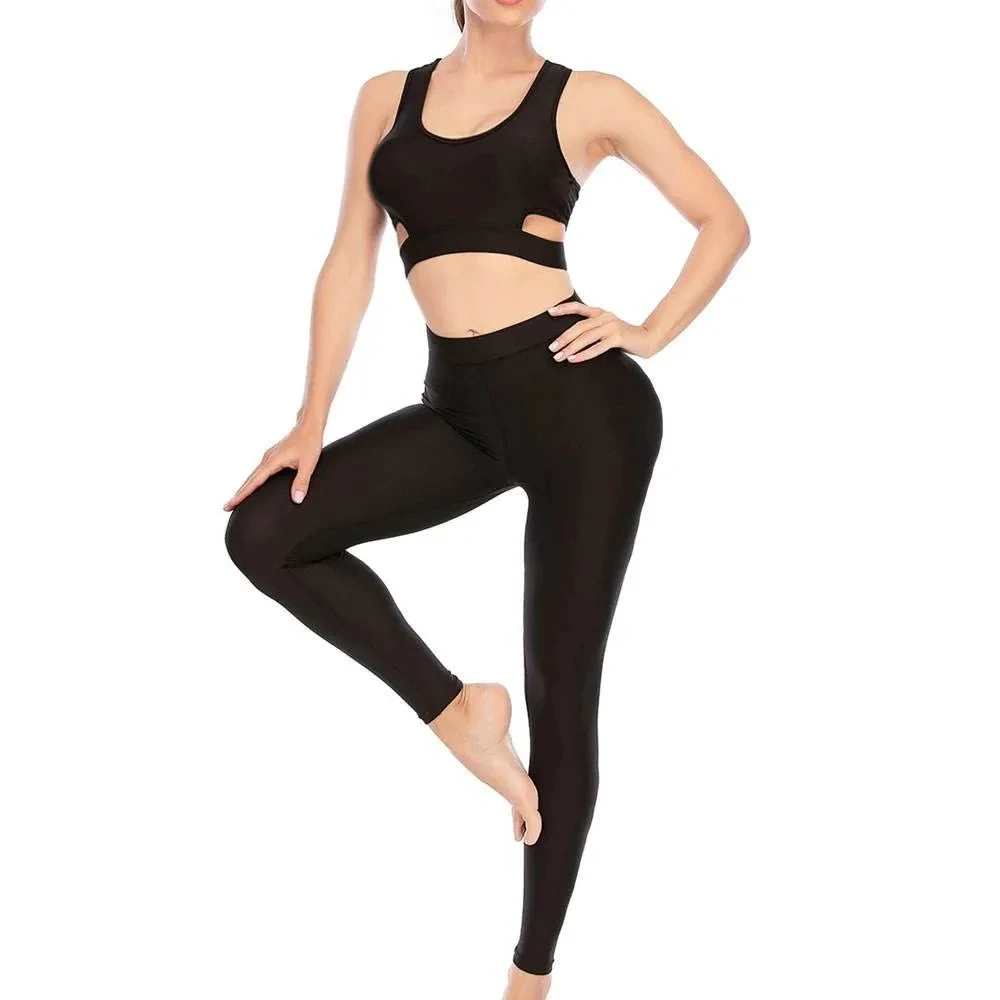 Women's Lightweight High Waist 2-Piece Yoga Set Spandex/Nylon Four-Way Stretch Eco-Friendly Quick Dry Breathable Workout Fitness