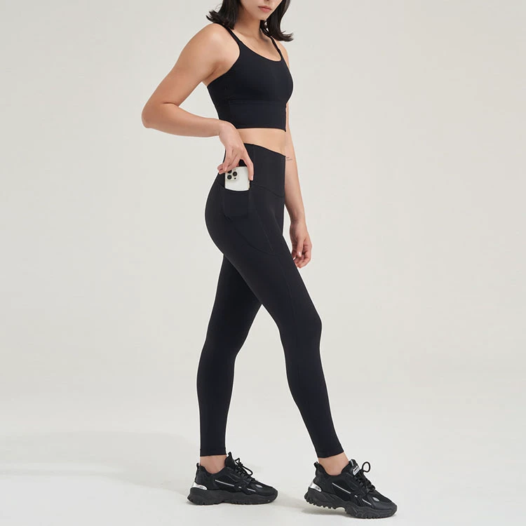 Custom Yoga Pants Athletic Yoga Tight Thick High Waist Yoga Pants With Pockets