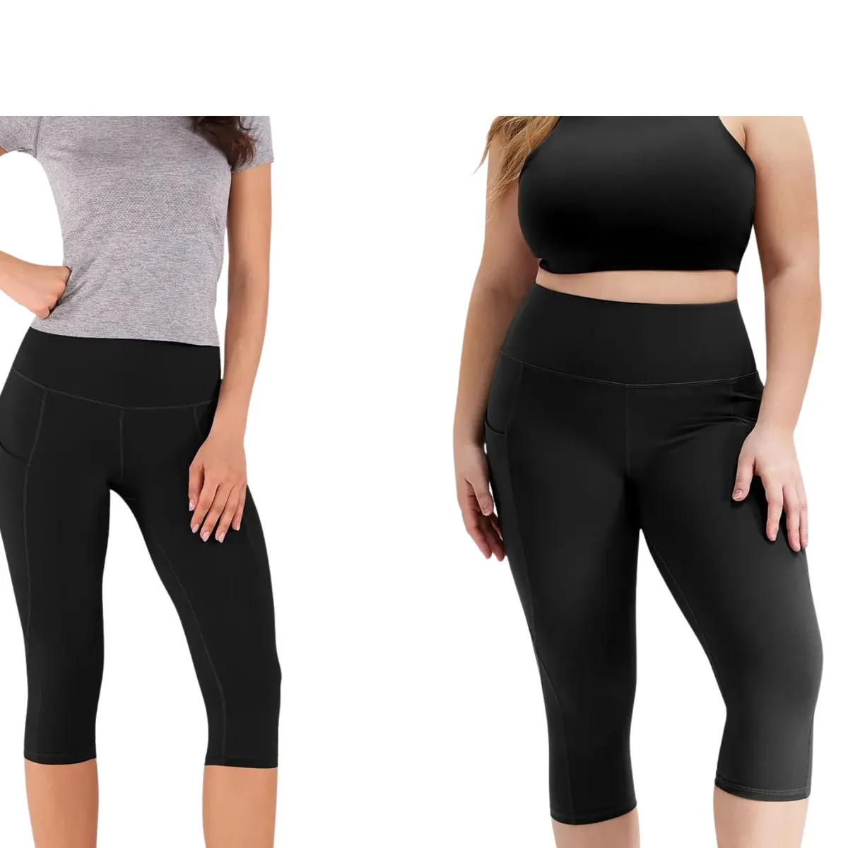 Custom Wholesale Women Elastic Waist Capri Yoga Shorts Gym Pocket Stretch Breathable Fitness Yoga Training Activewear Pants