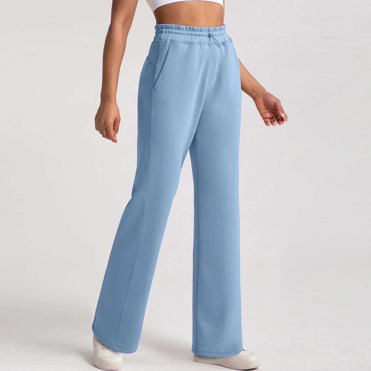 Women's Casual Sport Leggings High Waist Wide Leg Nylon Spandex Four-Way Stretch Breathable Quick Dry Lightweight Full Length
