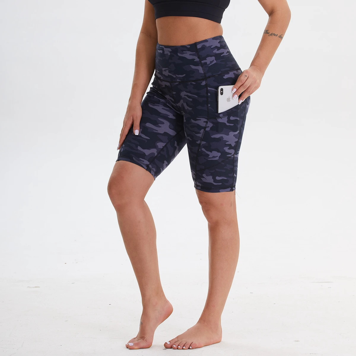 Women's High Waist Yoga Biker Shorts Custom Printed Tummy Control Sportswear Spandex Fitness Activewear Stretch Feature Running