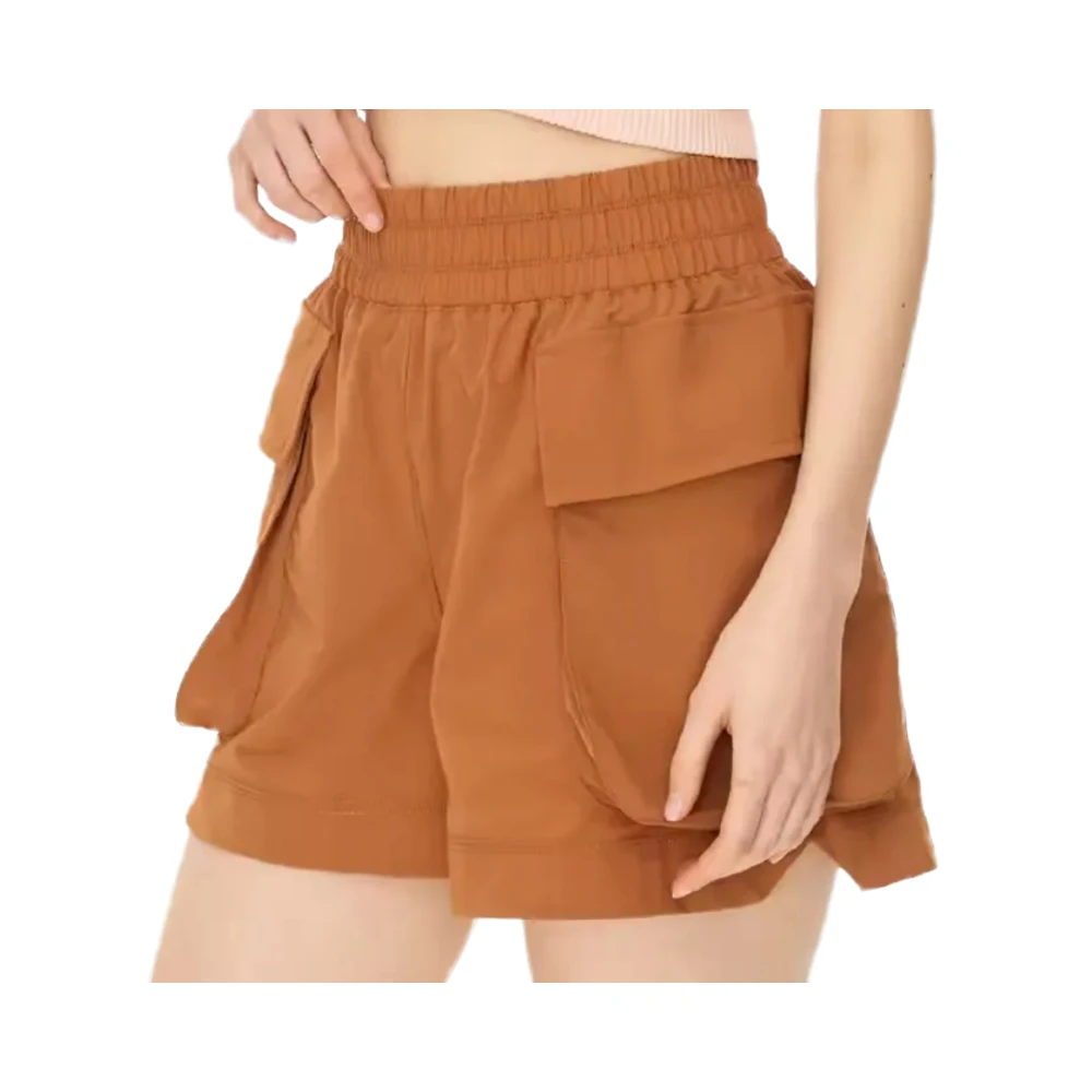 Women's High Waisted Yoga Sports Shorts Large Flap Pocket Custom Fashion Fitness Shorts Women Waist Casual Yoga Cargo pants