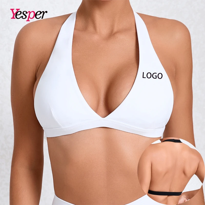 Unique Design Hot Sale V Neck Fitness Wear Ropa Interior Deportiva Mujer Women's Solid Color Backless Quick Dry Sports Bra
