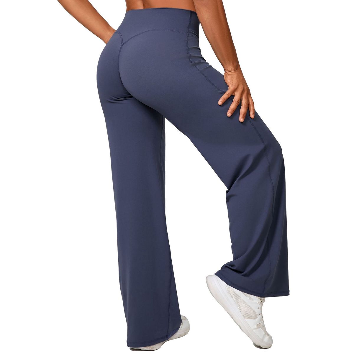 Women's XS High Waist Nylon Flared Track Pants With Y-Design Back Breathable Sports Training Gym Running Yoga Leggings