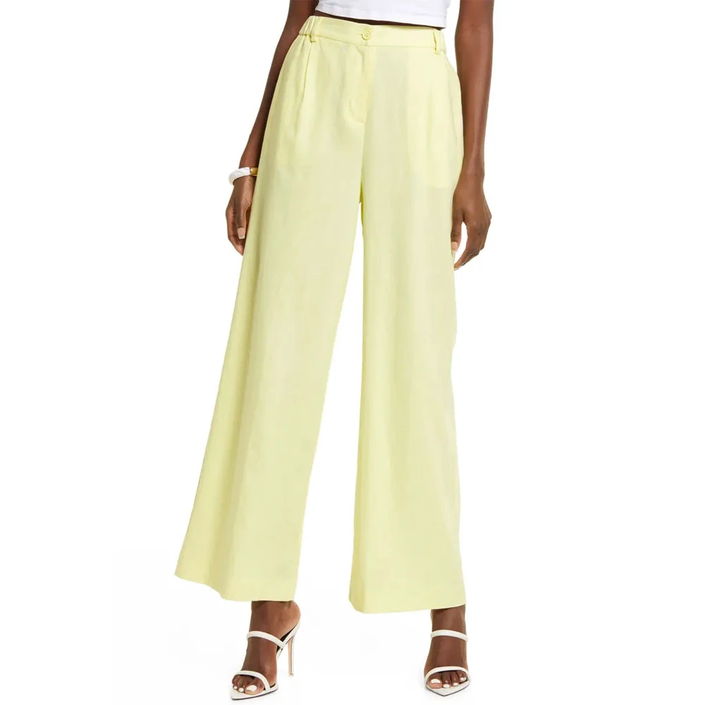 2024 Women's Pants Trousers Casual Custom logo Cotton Boyfriend Denim Wide Leg Pants Jeans for Ladies Pants Women Wholesale