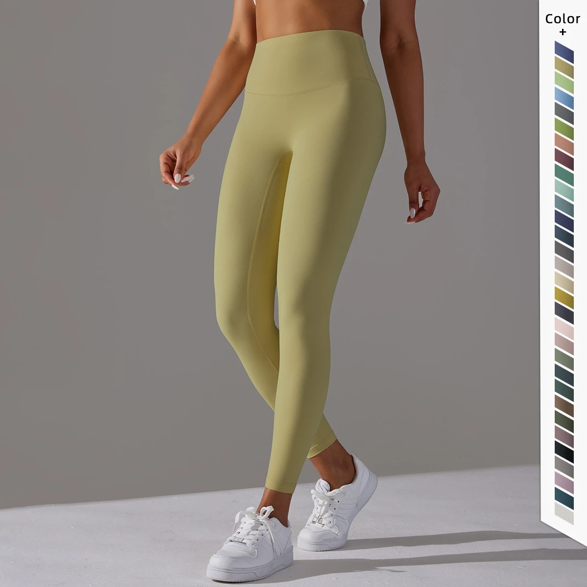 OEM High Quality Women's Polyamide Spandex Brushed Fabric Sport Pants High Waist Yoga Leggings Elastic Waist XS XL Solid