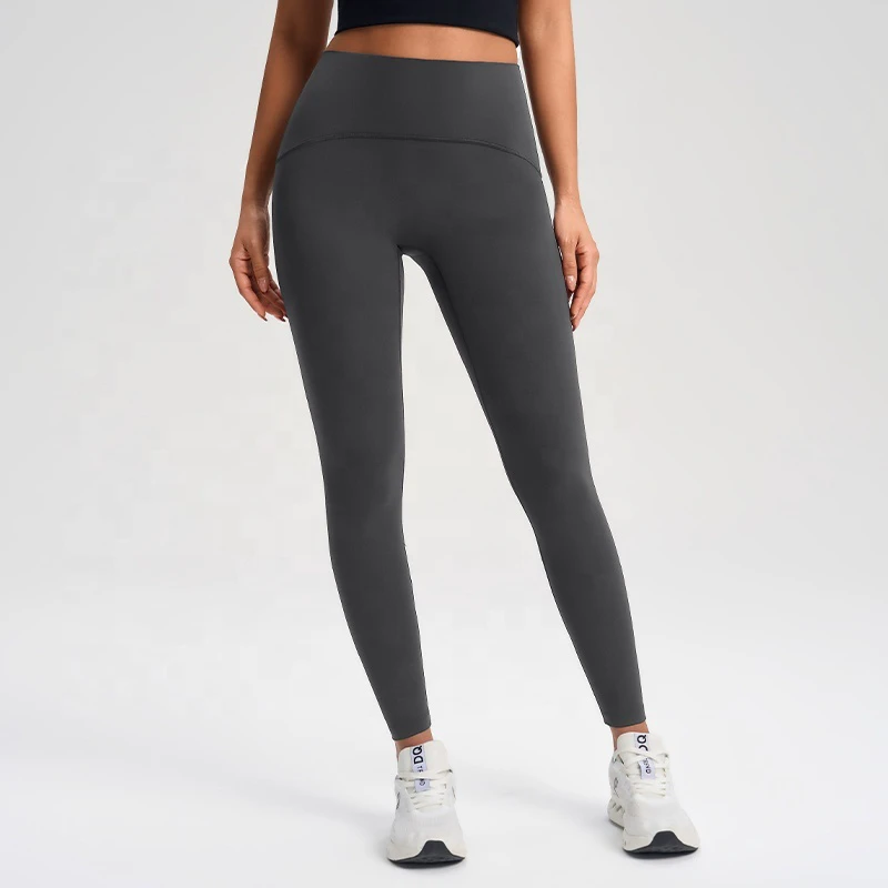 High-Waisted Tummy-Control Breathable Spandex/Nylon Solid Tight Cropped Pants Women Outdoor Cycling Yoga Fitness Butt-Lifting