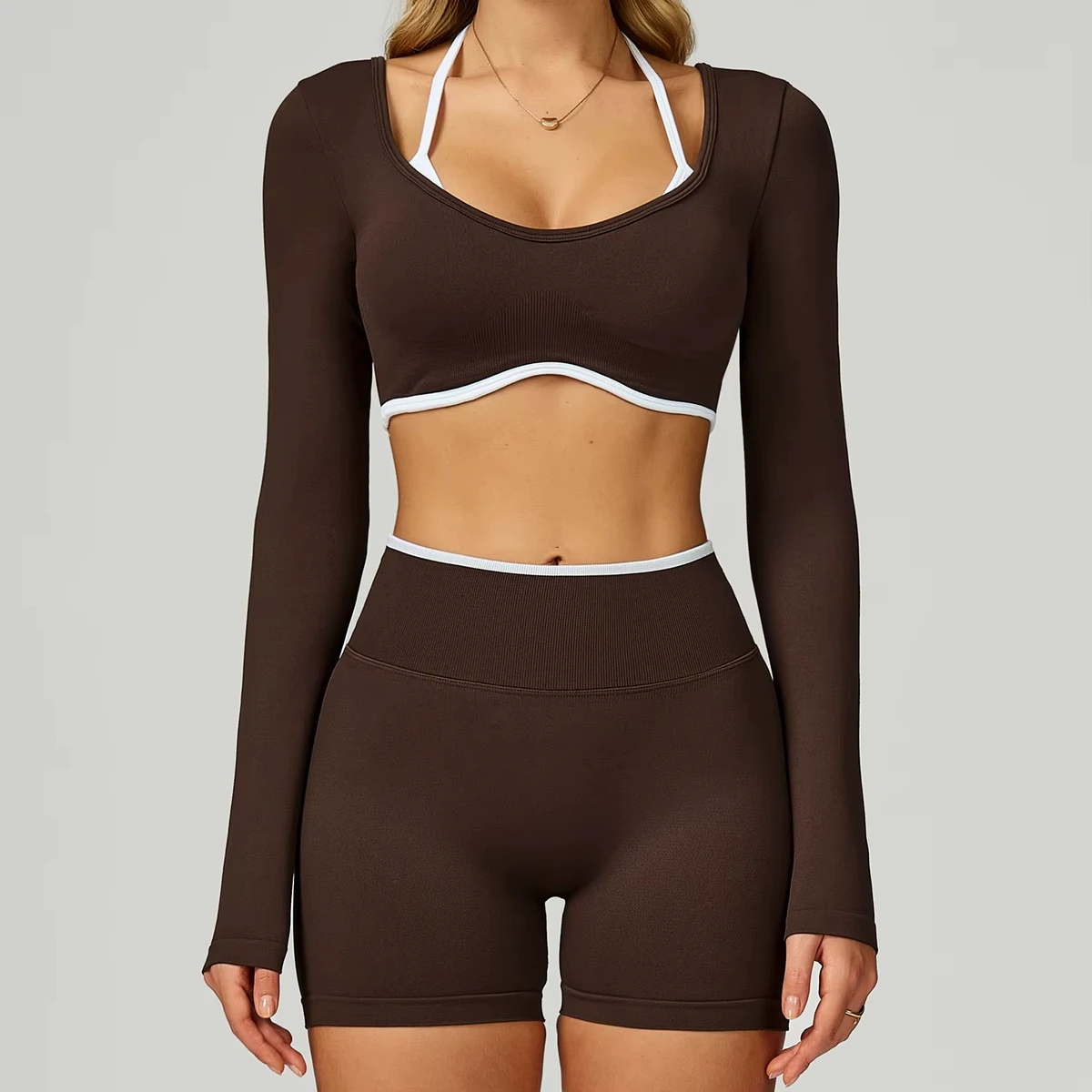 Womens Set Sports Impact Yoga High Waisted Leggings Gym Fitness Cycling Elastic Sports Yoga Bra Top Pants Suit Clothing