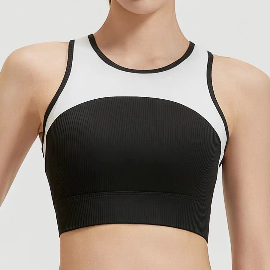 Women's Sports Bra Fixed Integrated Bra Pads Quick Dry High Support Yoga Vest High-strength Shockproof Gathering Beautiful Back