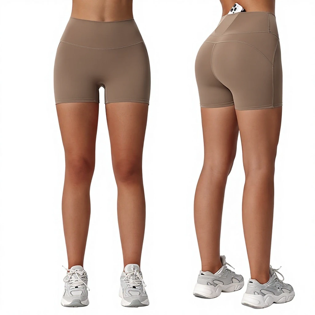 Sports High Waist Three-part Pants Wear-free Underwear Yoga Anti-walking Quick-drying Breathable Nylon/Cotton Solid Running