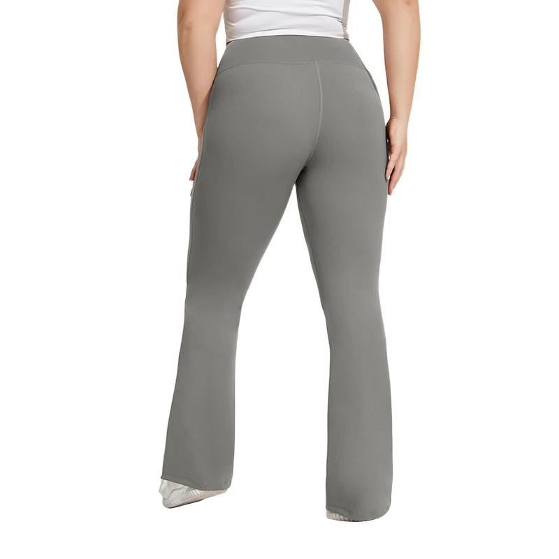 Women's Plus Size High Waist Sculpting Flare Leggings Bootcut Yoga Pants with Color Blocking and Four-Way Stretch