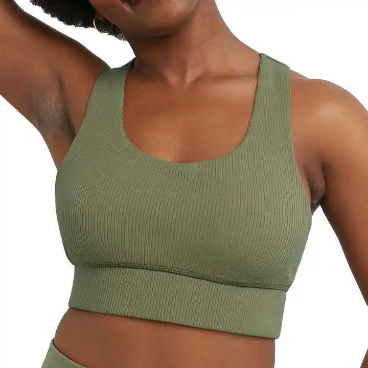 Comfortable Plus Size Women's High Support Breathable Quick Dry Racerback U-NECK Sports Bra for Yoga Workout with Front Logo
