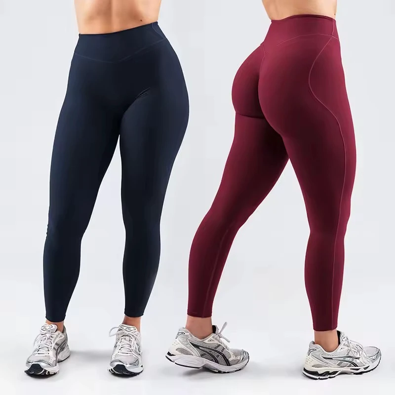 Wholesale High Waist Hip-Lift Lightweight Yoga Tights Breathable Nylon Spandex Pilates Fitness Women's Yoga Leggings